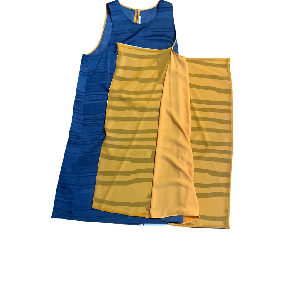 RACHEL Rachel Roy Asymmetrical Blue and Yellow Dress with Stripes NWOT Size L - Picture 7 of 10